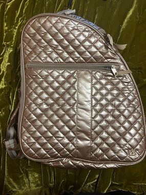 Oliver Thomas Quilted Metallic Rose Gold Ski/Boot Backpack